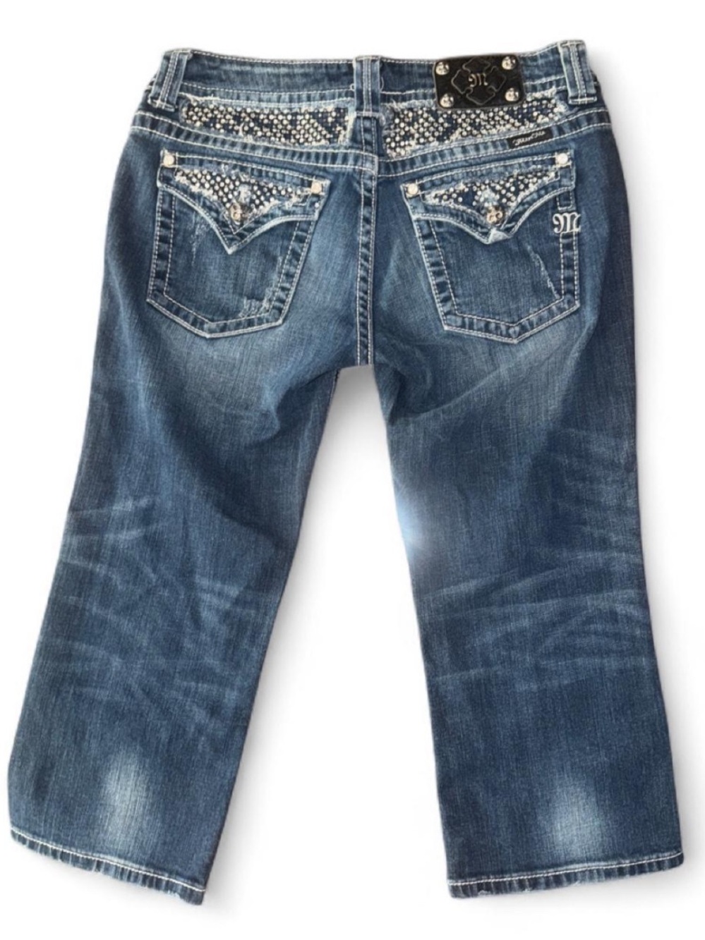 Sexy y2k Miss Me cropped rhinestone jeans